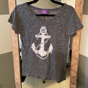 Dottie Couture Gray Anchor Short Sleeve Tee